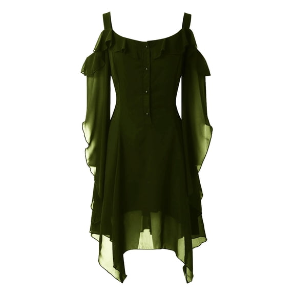 FASHOFT Women Dress Halloween 2026 Renaissance Vampire Butterfly Sleeve Mesh Gothic Outfit L