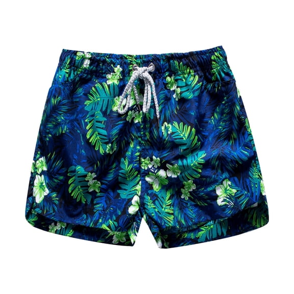 FASHOFT Women Swim Shorts Quick Dry UPF 50+ Drawstring Floral Print Swim Trunk with Pockets Board Short Blue M