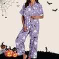 thumbnail image 1 of FASHOFT Women's 2 Piece Holiday Pajamas Soft Long Sleeve Button Down Sleepwear Top and PJ Pants Loungewear Set Light Purple L, 1 of 6