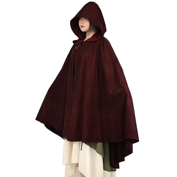 FASHOFT Women's Gothic Halloween Long Cape Cloak Stage Performance Party Cosplay Outfit Vintage Renaissance Fancy Dress Up Halloween S