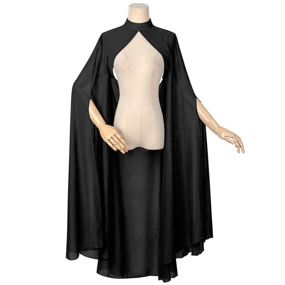 FASHOFT Women's Gothic Sheer Halloween Shawl Cape Cloak Tulle Mesh Cosplay Outfit Masquerade Party Stage Performance Fancy Dress Up Halloween One Size