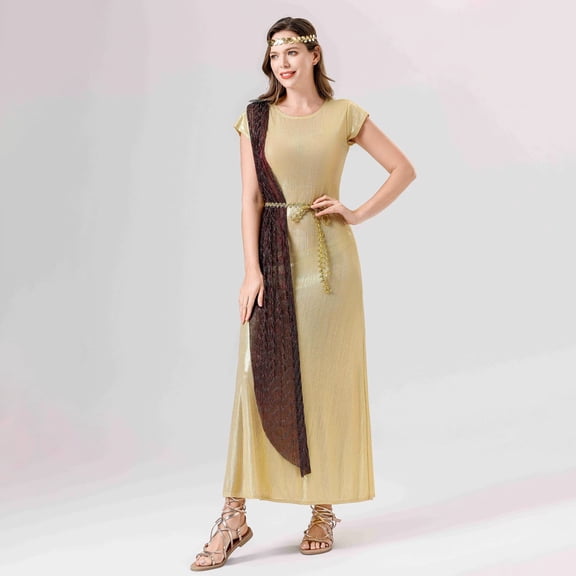 FASHOFT Women's Greek Goddess Halloween Costumes Ancient Mythology Cosplay Outfit Party Stage Performance Masquerade Fancy Dress Up Halloween Costume M
