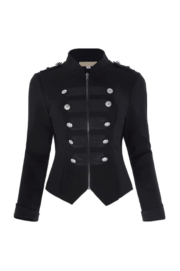 Women's Halloween Gothic Punk Jacket Coat Cosplay Outfit Retro Dark Style Stage Performance Masquerade Party Fancy Dress Up Halloween L
