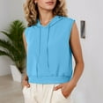 thumbnail image 1 of FASHOFT Women's Sleeveless Hoodies for Workout Athletic Running Sweatshirt Basic Solid Vest Hoodie with Pockets Blue M, 1 of 7