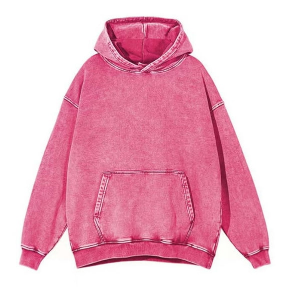 FASHOFT Womens Acid Wash Hoodie Oversized Unisex Heavyweight Cotton Vintage Sweatshirt for Women Streetwear Y2K Tops Red XXL