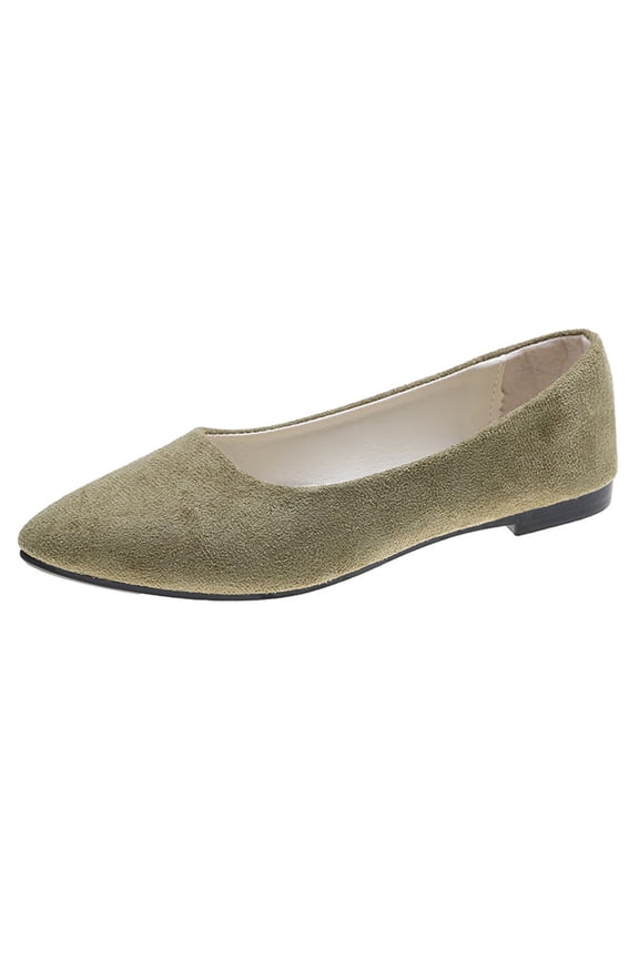 Womens Ballet Flats Pointed Toe Suede Loafers Shallow Mouth Flat Style Large Size Friendly Design For Office Work Daily And Casual Wear Womens Footwear Army Green