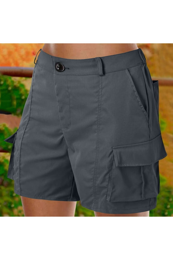 Womens Cargo Shorts Casual Summer High Waisted Bermuda Shorts with Pockets Outdoor Beach Vacation Clothes Bronze XXL