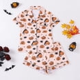 thumbnail image 1 of FASHOFT Womens Halloween Pajamas Set Cute Pumpkin Graphic Button Down 2 Piece Pjs Shorts Set Ruffle Notch Collar Sleepwear Light Pink M, 1 of 9