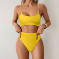 thumbnail image 1 of FASHOFT Womens High Waisted Bikini Sets Sporty Two Piece Swimsuits Color Block Solid High Cut Bathing Suits Beach Pool Swimwear Yellow S, 1 of 6
