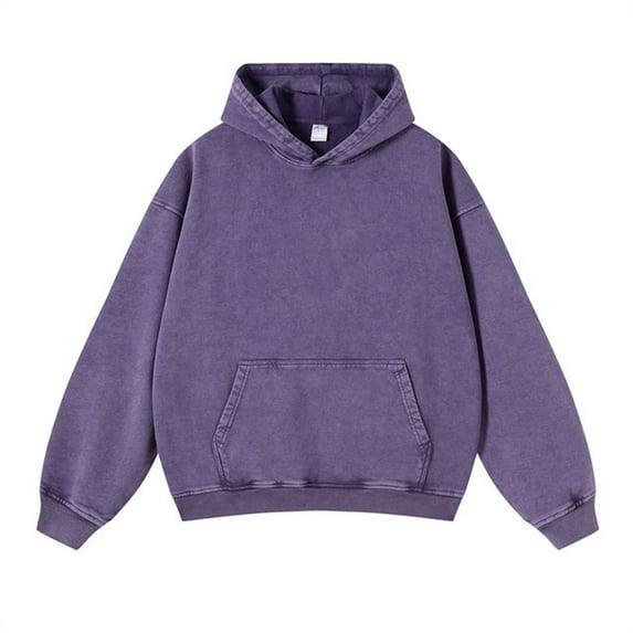 FASHOFT Womens Oversized Acid Wash Hoodie Unisex Heavyweight Hoodies Vintage Washed Sweatshirt Women Men Purple S