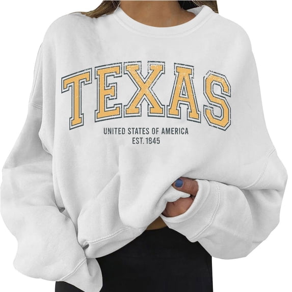 FASHOFT Womens Oversized Sweatshirts Letter Graphic Long Sleeve Crewneck Baggy Pullover Shirts White XL
