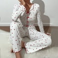 thumbnail image 1 of FASHOFT Womens Pajamas Set Ribbed Cute Heart Graphic Long Sleeve 2 Piece Valentines Day Pjs Set Ruffle Soft Sleepwear Loungewear Red XL, 1 of 4