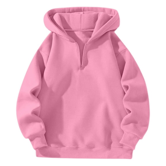 FASHOFT Womens Quarter Zip Pullover Hoodies Baggy Solid Y2K Oversized Sweatshirt for Women Long Sleeve Tops Pink L