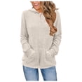 thumbnail image 1 of FASHOFT Womens Ribbed Knit Hoodie Sweaters Lightweight Long Sleeve Pullover Tops Casual Fall Winter Sweatshirt White M, 1 of 5