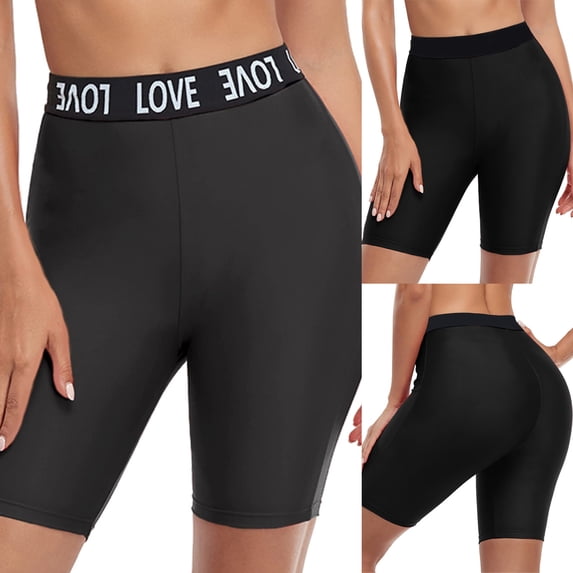 FASHOFT Womens Swim Shorts High Waisted Board Shorts UPF 50+ Bathing Trunks Swimsuit for Beach Vacation Boyshorts Bottoms Black L