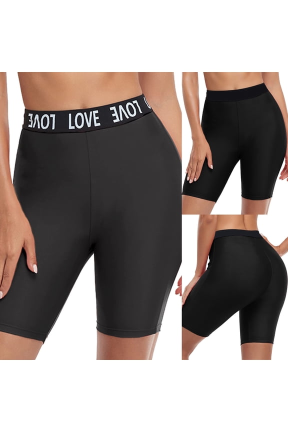 Womens Swim Shorts High Waisted Board Shorts UPF 50+ Bathing Trunks Swimsuit for Beach Vacation Boyshorts Bottoms Black M