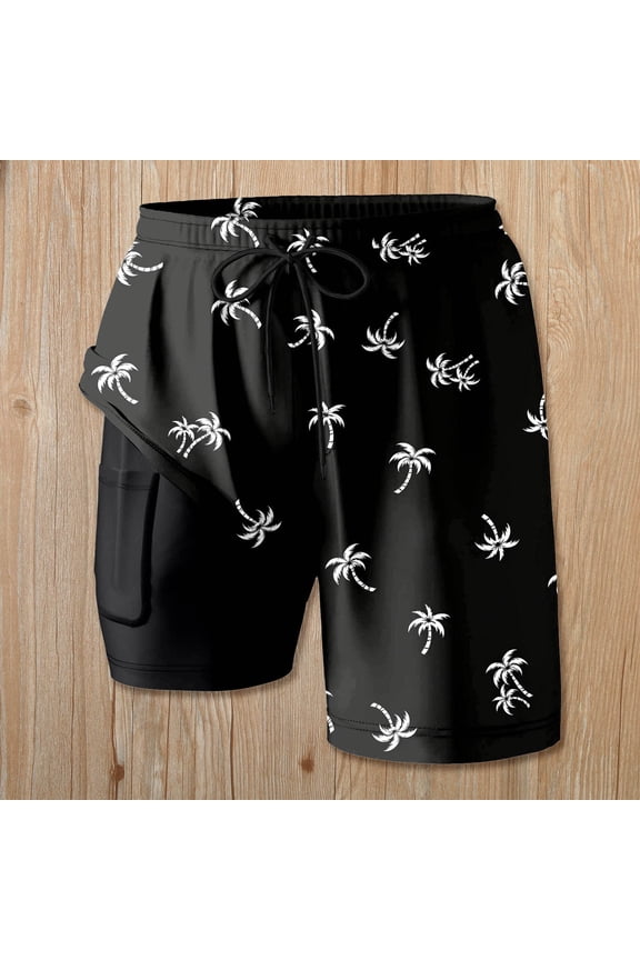 Womens Swim Shorts Quick Dry Board Shorts with Boxer Liner Deep Pockets Beach Trunks Athletic Running Shorts Black1 M