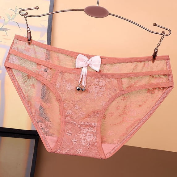 FASHOFT Womens Underwear High Waisted See Through Lace Panties V Waist Soft Lightweight Breathable Ladies Briefs Brick Red L