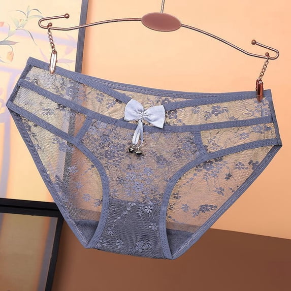 FASHOFT Womens Underwear High Waisted See Through Lace Panties V Waist Soft Lightweight Breathable Ladies Briefs Grey M