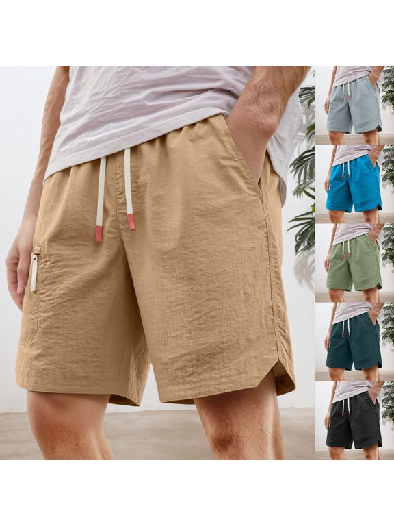 Workout Shorts for Men Summer Outer Wear Ice Silk Thin Elastic Breathable Loose Knee Length Fashion Casual Outdoor Daily Athletic Shorts Army Green M