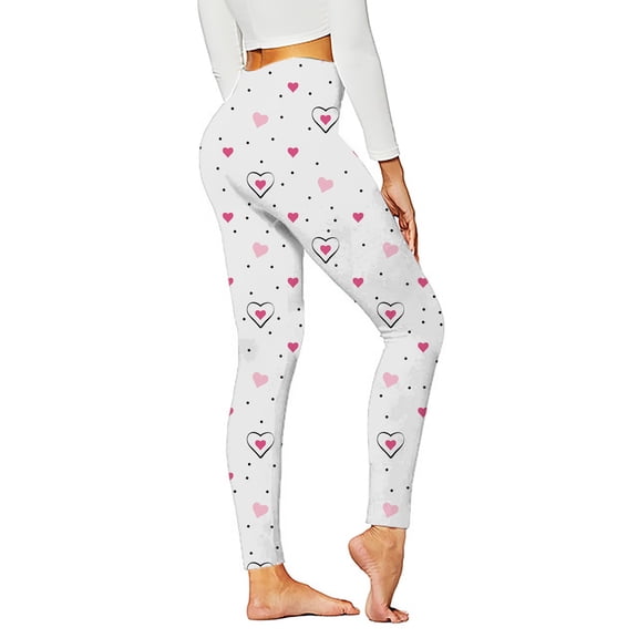 FASHOFT Workout Valentines Day Leggings for Women with Pockets Soft High Waist Love Heart Printing Running Yoga Pants A M