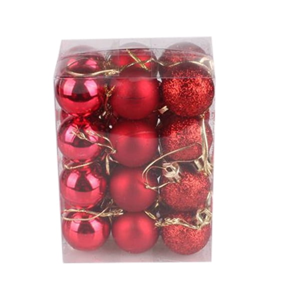 FASIAOU 3cm Christmas Balls Christmas Tree Decoration Ornaments Shatterproof Hanging Balls,For Birthday Halloween Holiday Wedding Decorations Set of 24pcs (Red)