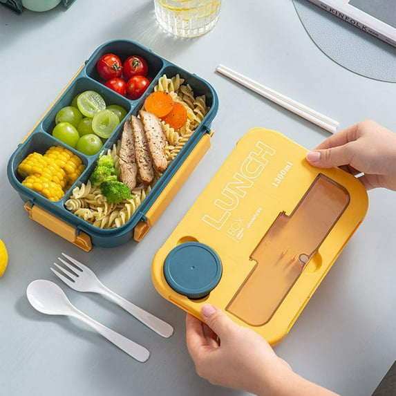 FASIAOU 4 Compartments In One Large Lunch Box Leakproof Lunch Box Suitable For Dining Out Work School Plastic Microwave Lunch Box Sealed/ Kitchenware