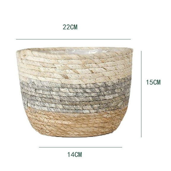FASIAOU Seagrass Planter Basket Flower Pots Cover Plant Baskets Hand Woven Plant Basket Storage Plant Containers with Plastic Liners for Indoor Outdoor Flower Pots Decoration-L
