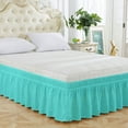 thumbnail image 1 of FASIAOU Wrap Around Bed Skirts for Queen Beds 15" Drop, Adjustable Elastic Dust Ruffles Easy Fit Wrinkle & Fade Resistant Silky Luxurious Fabric Machine Washable (54 * 75 inch)Light blue/, 1 of 9