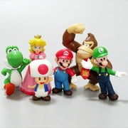 FASLMH 6PCS Mario Bros Action Figures ​Kids Toys Cake Topper Decorations Birthday Gift