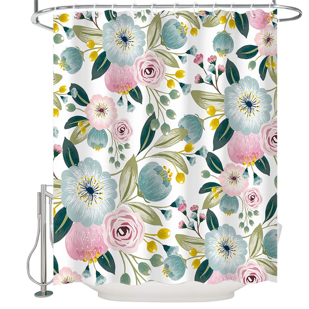 FASLMH Colorful Boho Shower Curtain Set Floral Blossom Bathroom Decor