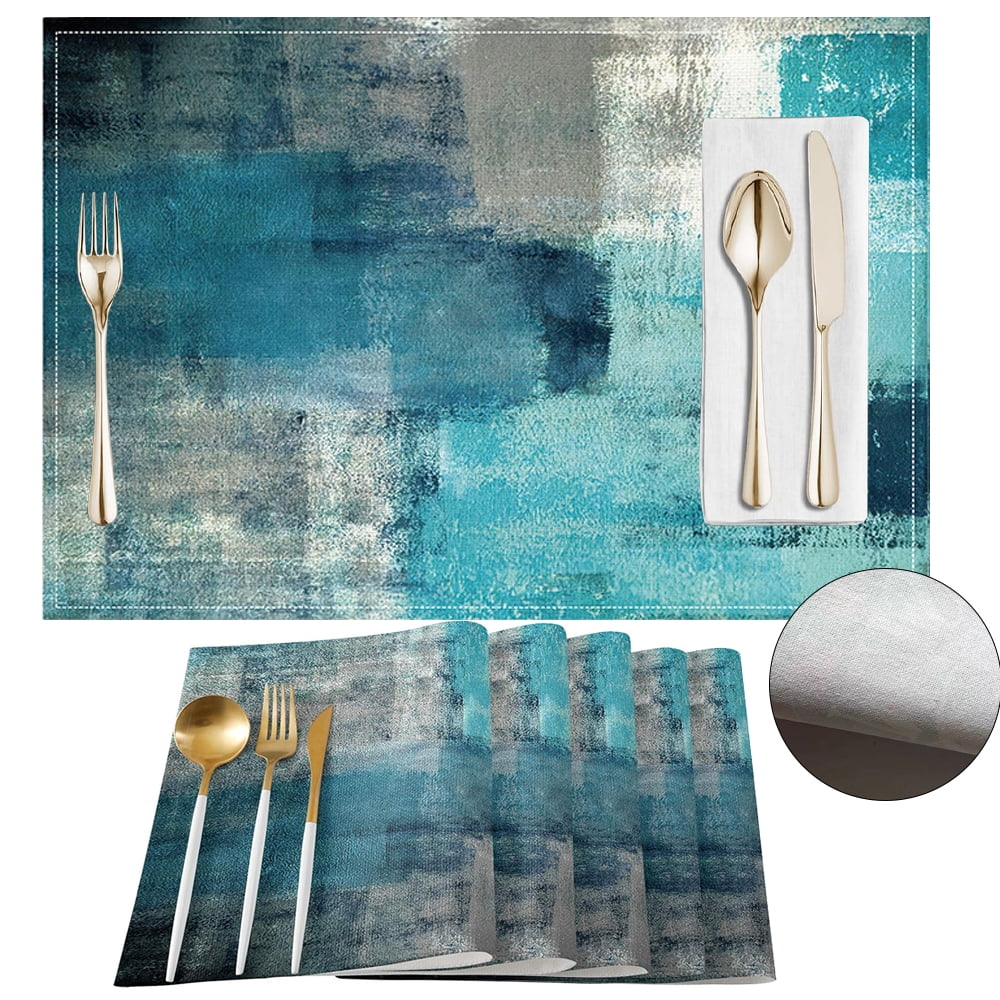 FASLMH Set of 6 Cotton Linen Placemats NonSlip Insulation Contemporary