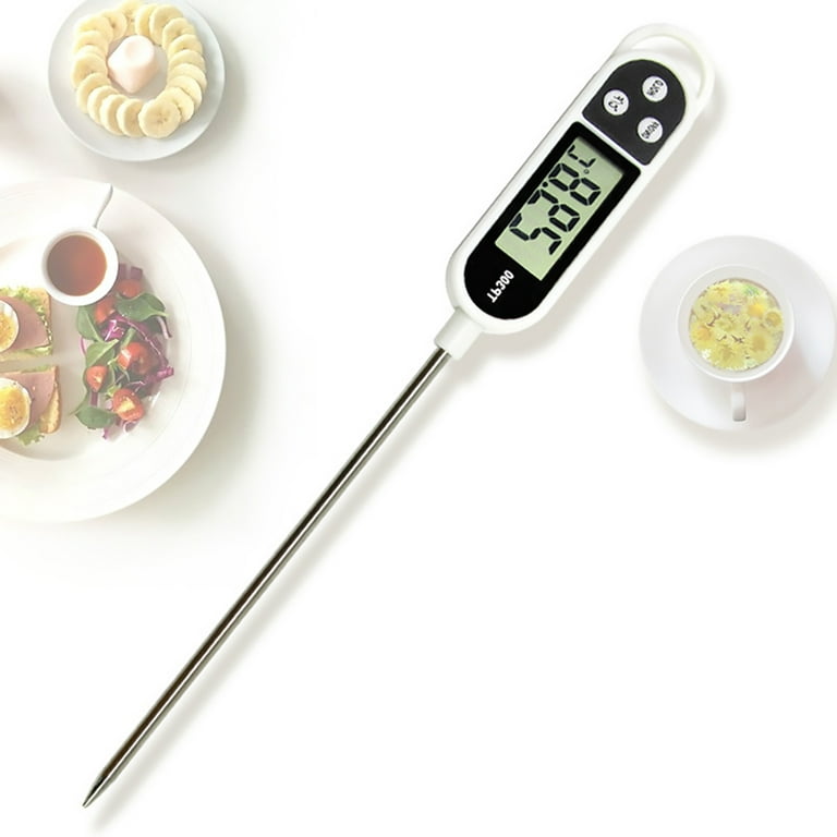 Pamxio Digital Meat Thermometer, Food Cooking BBQ Thermometer Touch Screen  Temperature Meter with Timer Probe for Oven BBQ Kitchen Food Cooking, White  