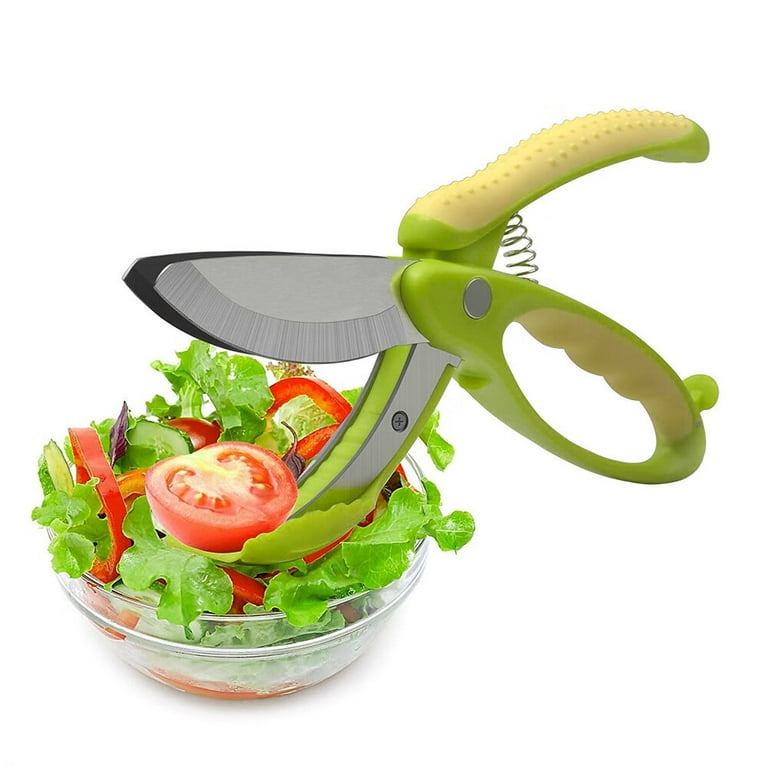 FASLMH Toss and Chop Salad Tongs, Salad Chopper, Heavy Duty Kitchen Salad  Scissors, Multifunction Double Blade Salad Cutting Tool - Yellow&Green 