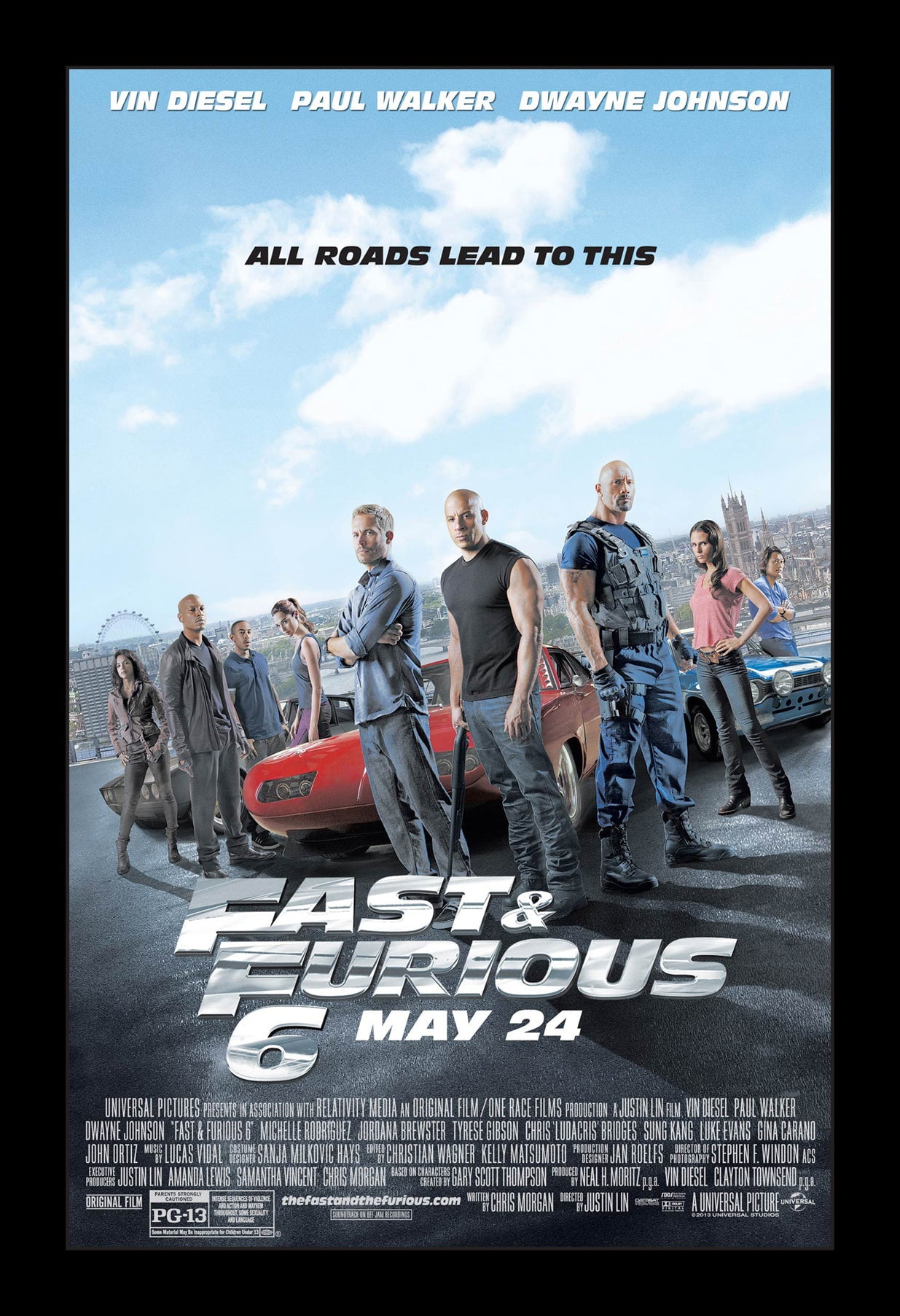 FAST \u0026 FURIOUS 6 - 11x17 Framed Movie Poster - Walmart.com, image size:1235x1805