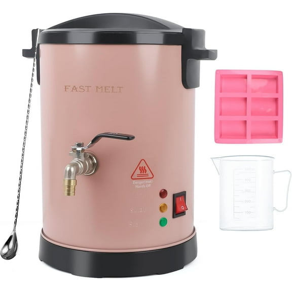 FAST MELT 3Qts Electric Soap Melter Soap Making Machine with Constant Temperature Control Melter, Quick Pour Spout, Ideal for Homemade Soap Business Easy Clean Pink