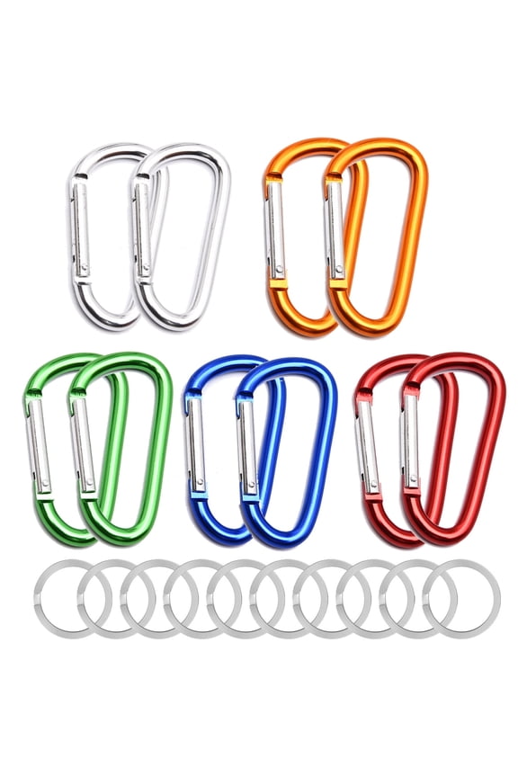 10 Pack 3'' Aluminum Spring Snap Hook Carabiner D Ring Carabiner Clip Camping Accessories Fishing Hiking Traveling and Keychain