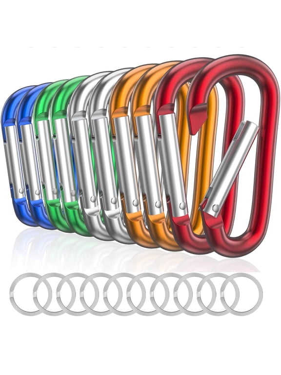 10pcs Aluminum Carabiner Clip D Ring, Keychain Spring Hook,Small Carabiners Set for Outdoor Camping Fishing Hiking Car