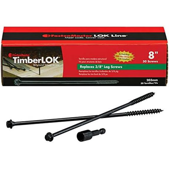 FASTENMASTER TimberLok 8 in. L Hex E-Coat Structural Wood Screws 50 pk - Case of: 1; Each Pack Qty: 50; Total Items Qty: 50$$Hardware