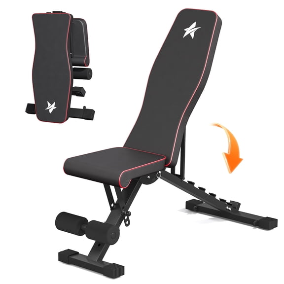 FASTES Adjustable Weight Bench for Full Body Workout, Foldable Workout Bench for Home Gym 600lbs Press Bench Strength Training 7 Backrest Position up to 6'2''