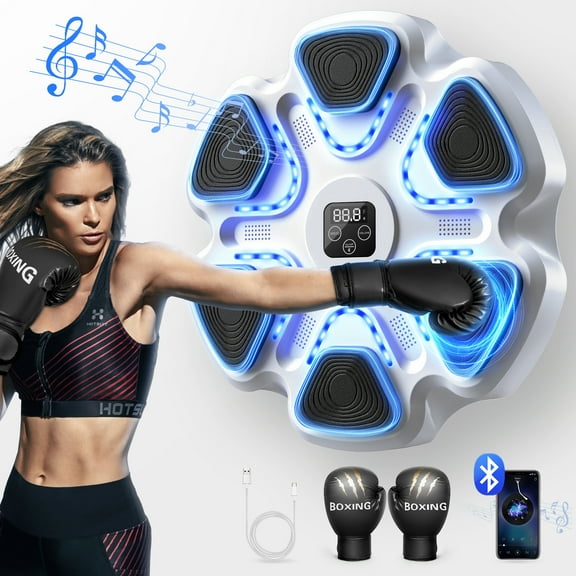 FASTES Music Boxing Machine with Boxing Gloves, Wall Mounted Smart Bluetooth Music Boxing Trainer, Electronic Boxing Target Workout Punching Equipment for Home Gym