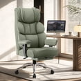 thumbnail image 1 of FASTES Office Chair, Big and Tall Office Desk Chair 400lbs Leather Gaming Chair with Footrest, Wide Ergonomic Executive High-Back Reclining Computer Chairs, Swivel Wheels and Lumbar Support, Green, 1 of 3