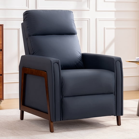 FASTES Recliner Chair, Recliner Sofa PU Leather 160° Tilt Recliners Home Theater Seating with Lumbar Support, Reclining Sofa Chair for Living Room, Blue