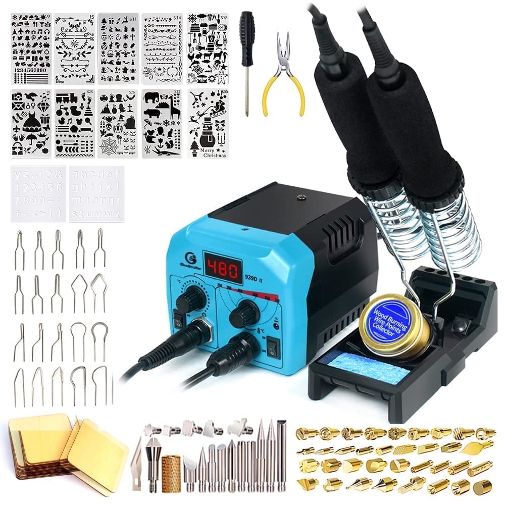 FASTTOBUY Wood Burning Kit with Stencils,Adjustable Temperature Dual Pyrography Pen Station-104 Piece Set Working Engraving Supplies