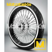 FAT SPOKE WHEEL 21X3.5 52 DNA HARLEY SOFTAIL MODEL STAINLESS STEEL USA BUILT/ 2000-2006 /BLACKRIM/HUB & WHITE TIRE