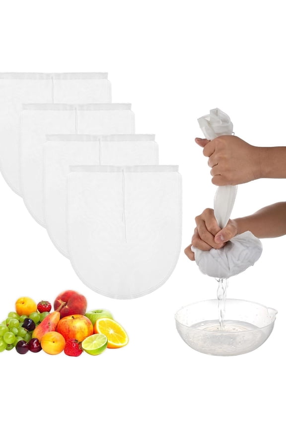 FATCAT Fine Mesh Cheese Cloth, Fine Mesh Strainer Bags, Nut Milk Bag, Cheesecloth for Straining (M-Size*5/ Excluding Bracket)
