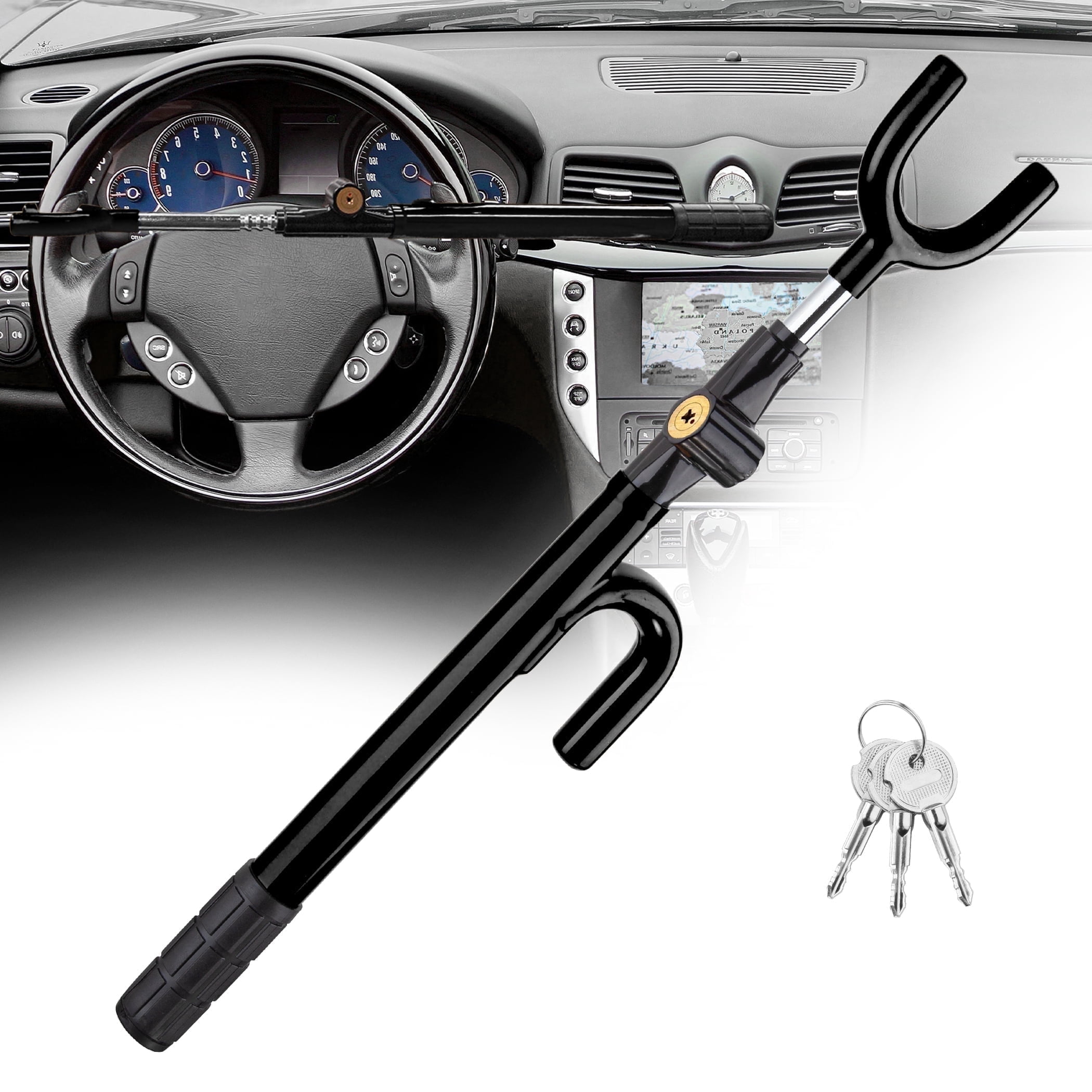 FATFOX Universal Adjustable Steering Wheel Lock - Anti-Theft Vehicle ...