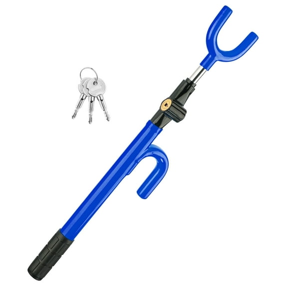 FATFOX Universal Adjustable Steering Wheel Lock - Anti-Theft Vehicle Security Device for Cars, Trucks, SUVs & Vans Blue