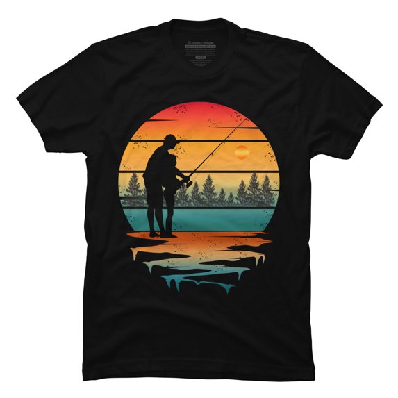 FATHER AND DAUGHTER FISHING VINTAGE Mens Black Graphic Tee - Design By Humans 4XL