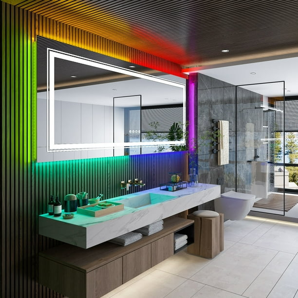 Large backlit bathroom mirror online